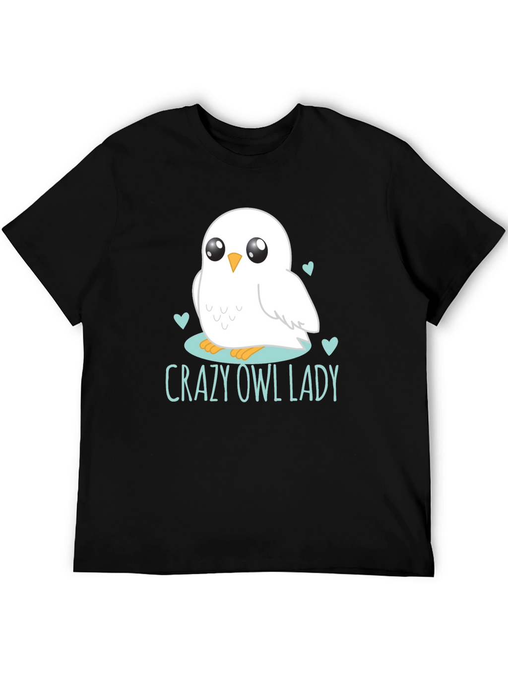 Cute Owl Lady Graphic Tee - Black Cotton T-Shirt
