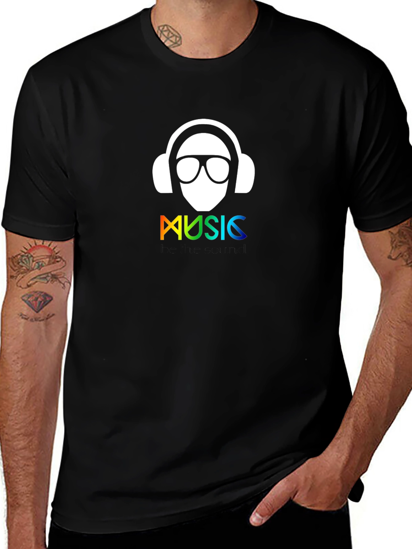 Music Lover Tee - Graphic Print Black T-Shirt