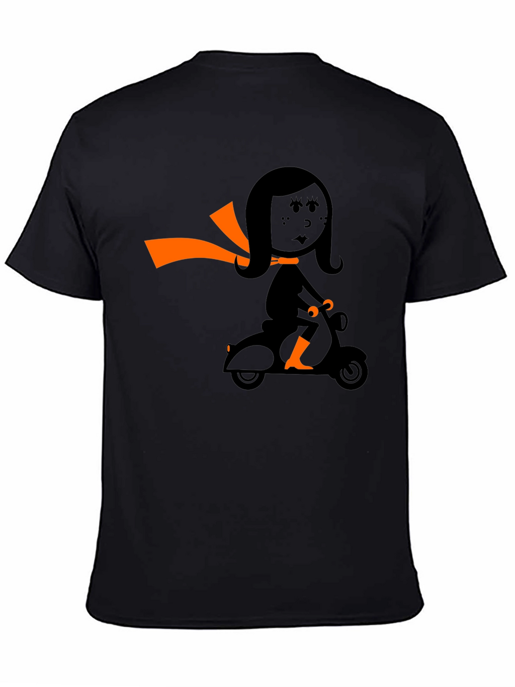 Retro Girl on Scooter Graphic Tee - Black
