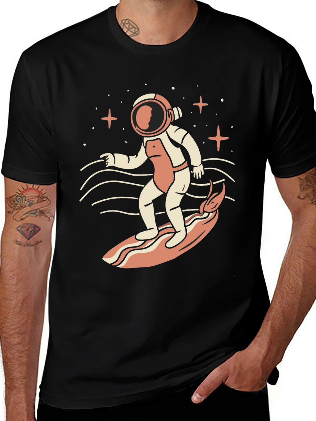 Astronaut Surfing Graphic T-Shirt