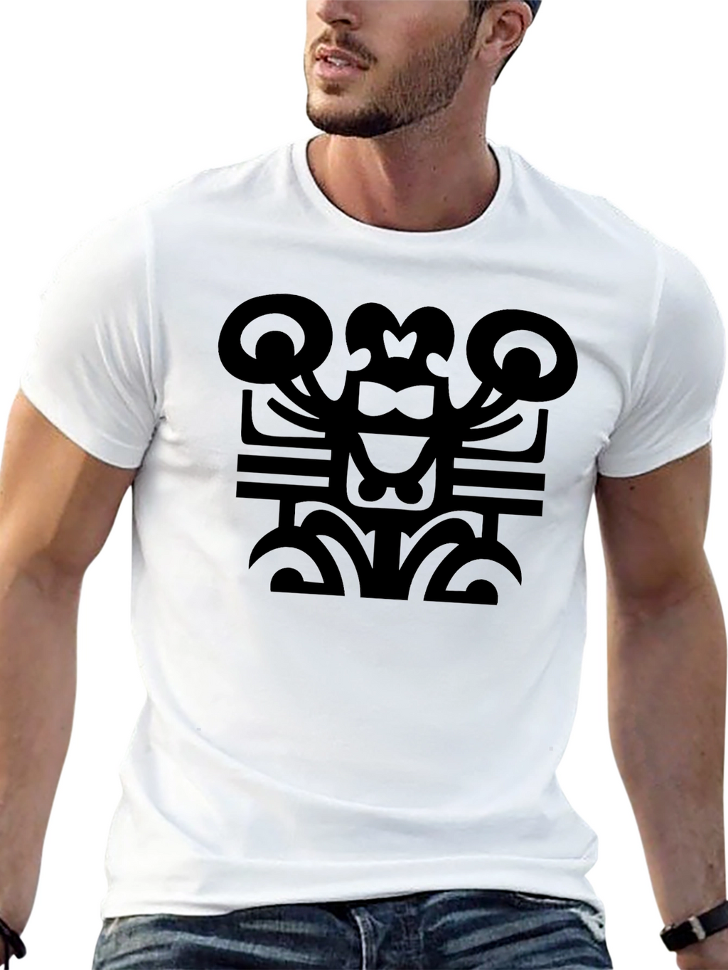 Abstract Graphic Print T-Shirt - Black