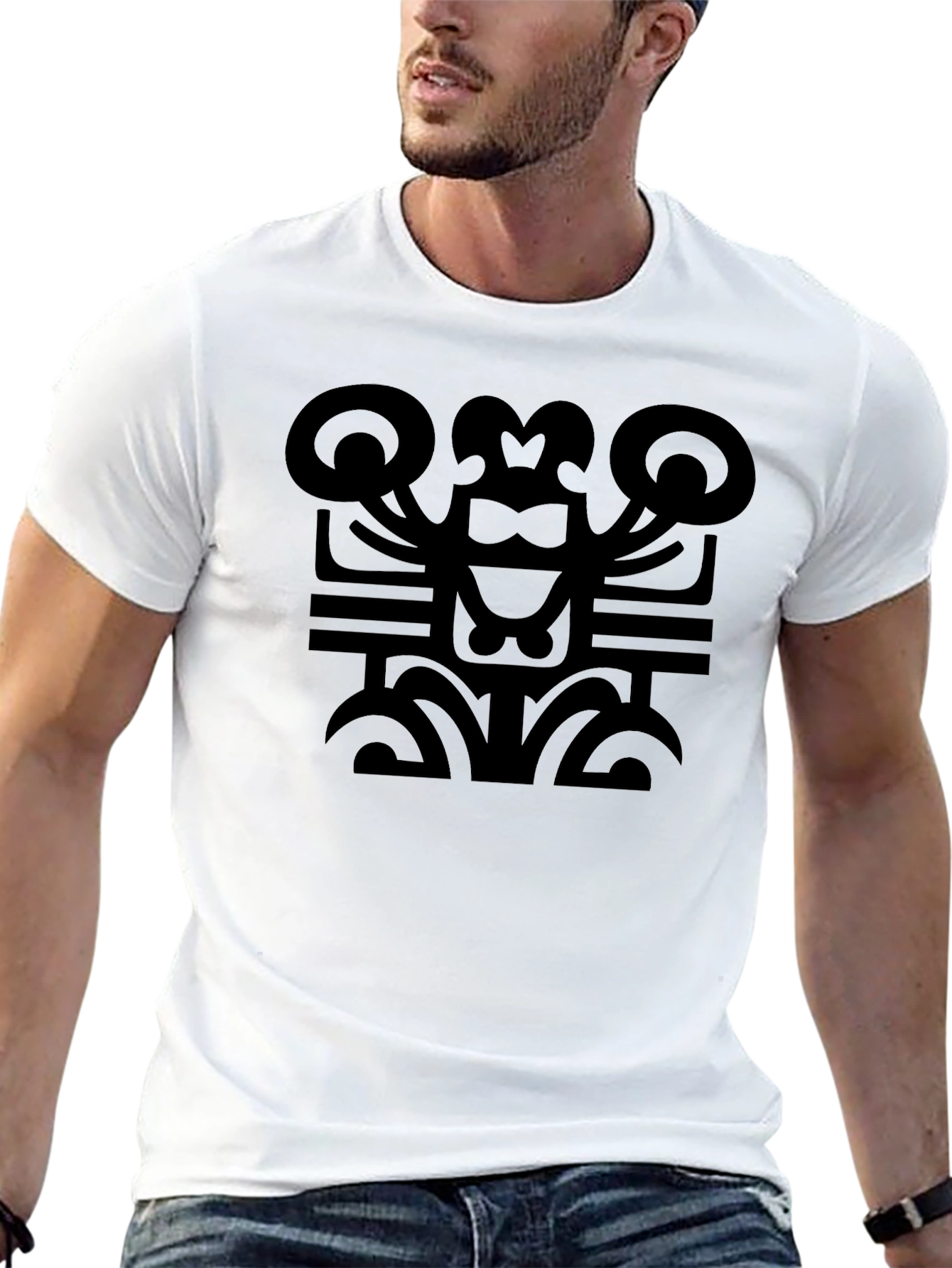 Abstract Graphic Print T-Shirt - Black