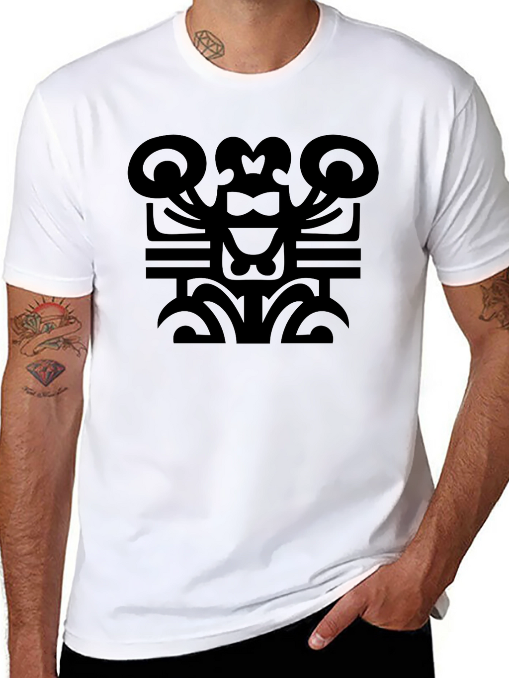 Abstract Graphic Print T-Shirt - Black