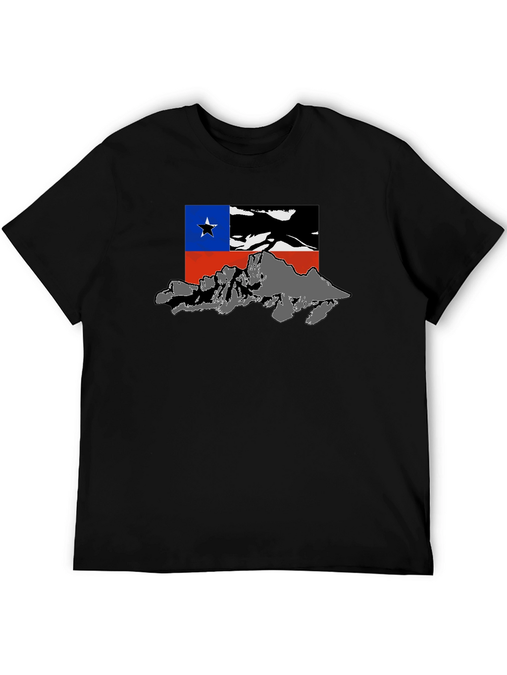 Chile Flag Mountain Graphic Black T-Shirt