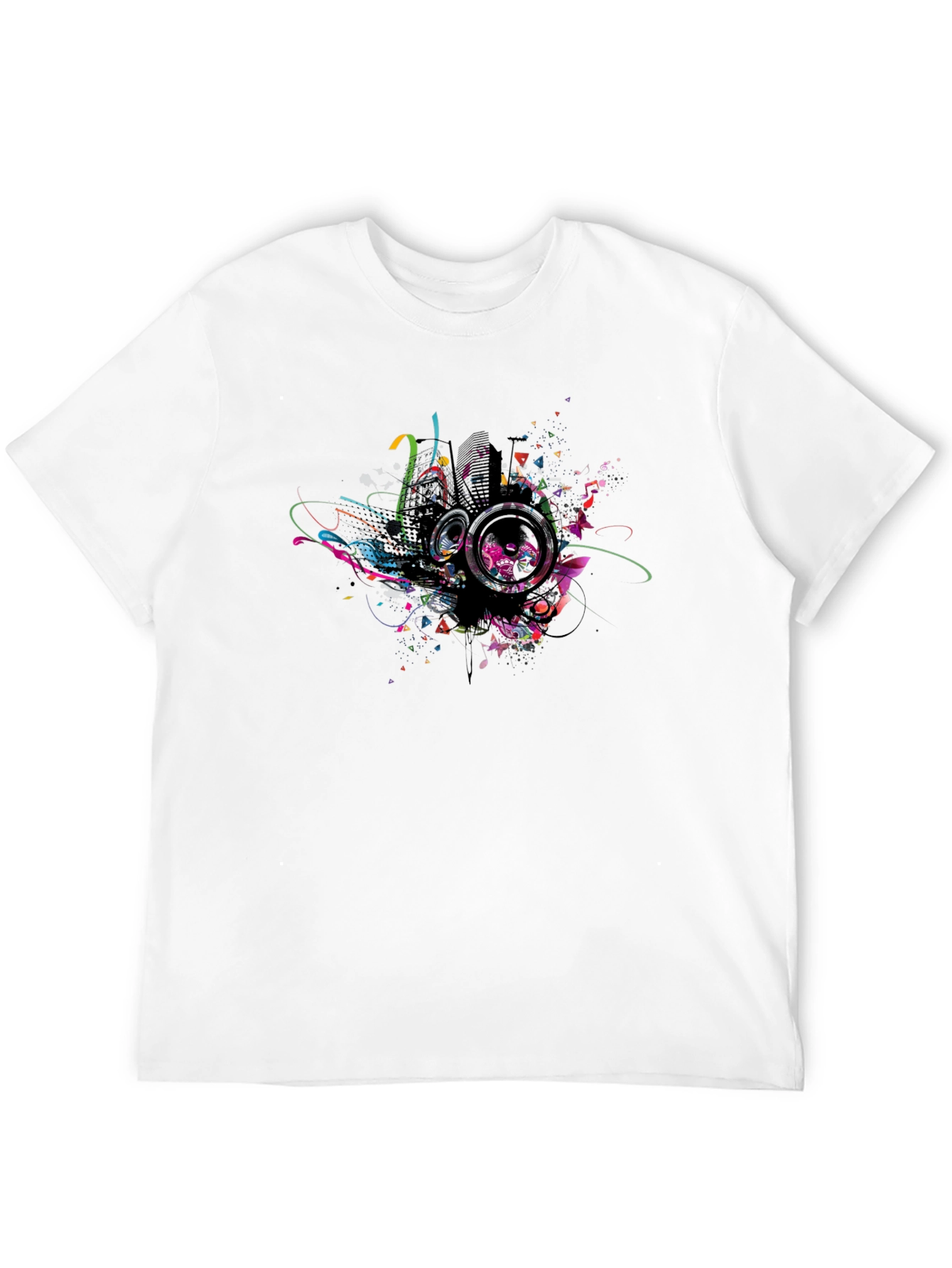 Abstract Speaker Graphic Print Black Tee