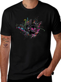 Abstract Speaker Graphic Print Black Tee