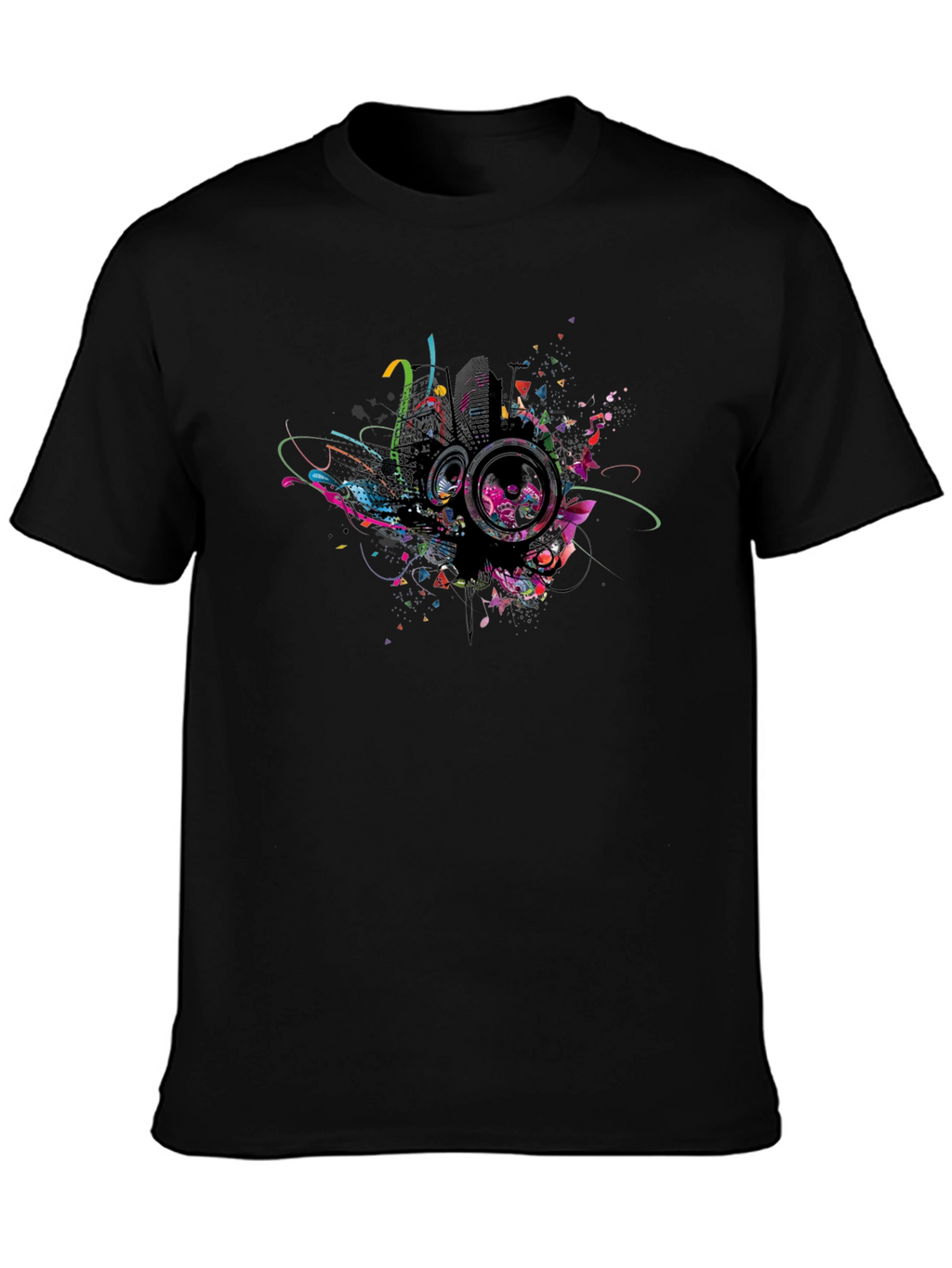 Abstract Speaker Graphic Print Black Tee