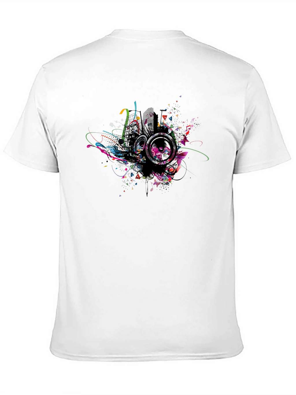 Abstract Speaker Graphic Print Black Tee