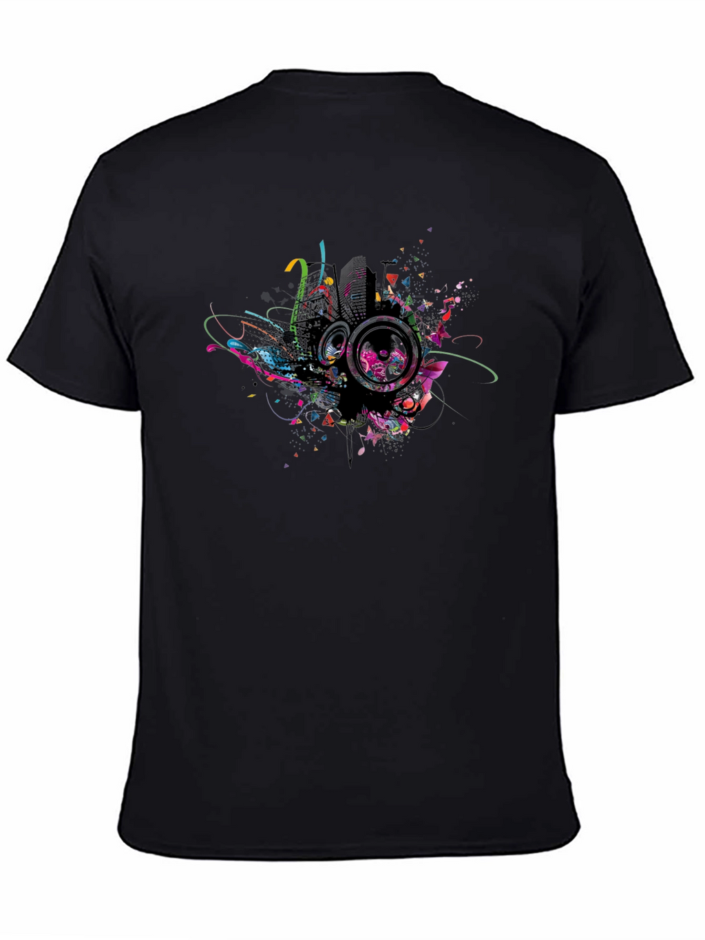 Abstract Speaker Graphic Print Black Tee