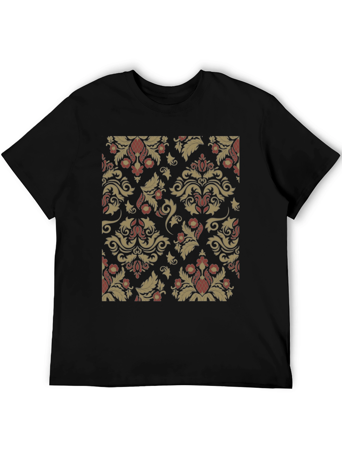 Vintage Damask Pattern Black T-Shirt