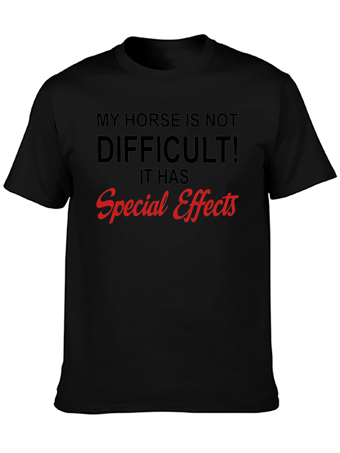 Funny Horse Special Effects Black Graphic T-Shirt