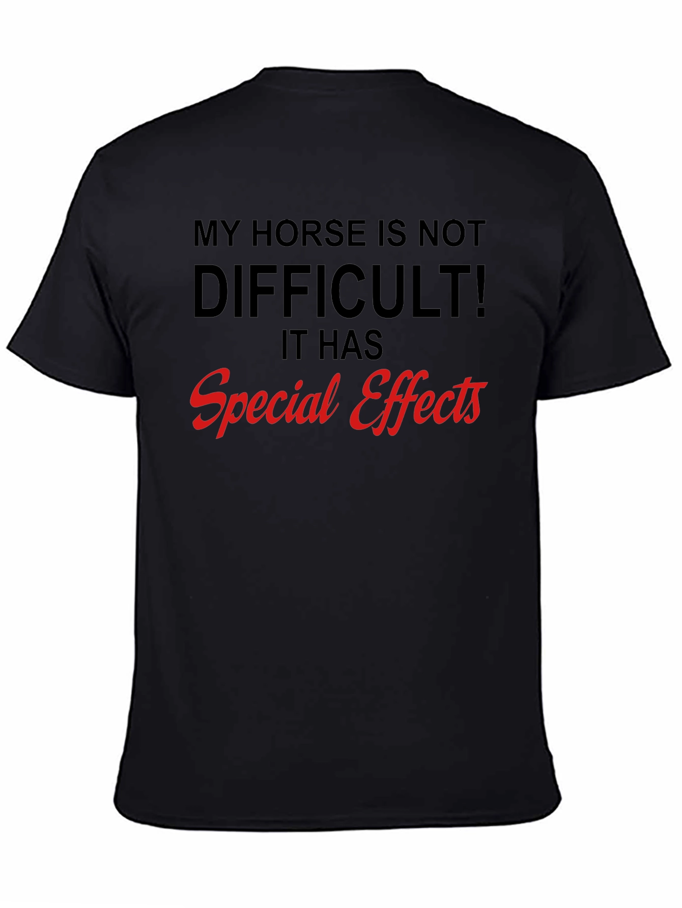 Funny Horse Special Effects Black Graphic T-Shirt