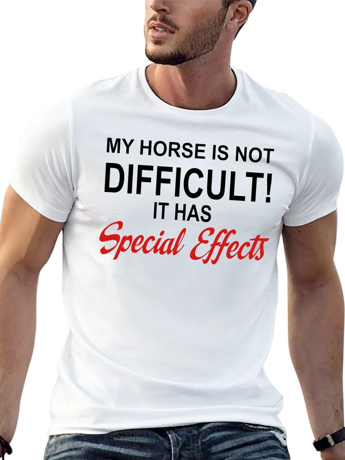 Funny Horse Special Effects Black Graphic T-Shirt