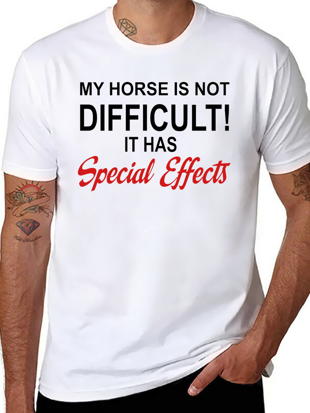 Funny Horse Special Effects Black Graphic T-Shirt
