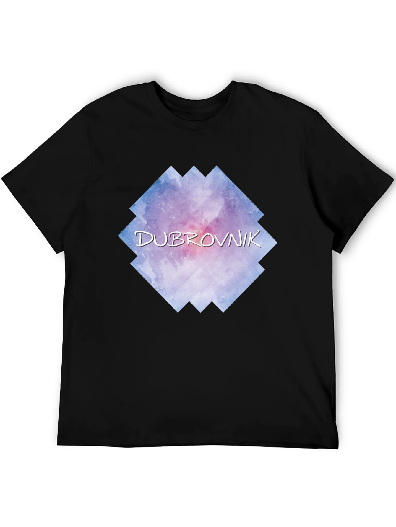 Dubrovnik Watercolor Graphic Black T-Shirt