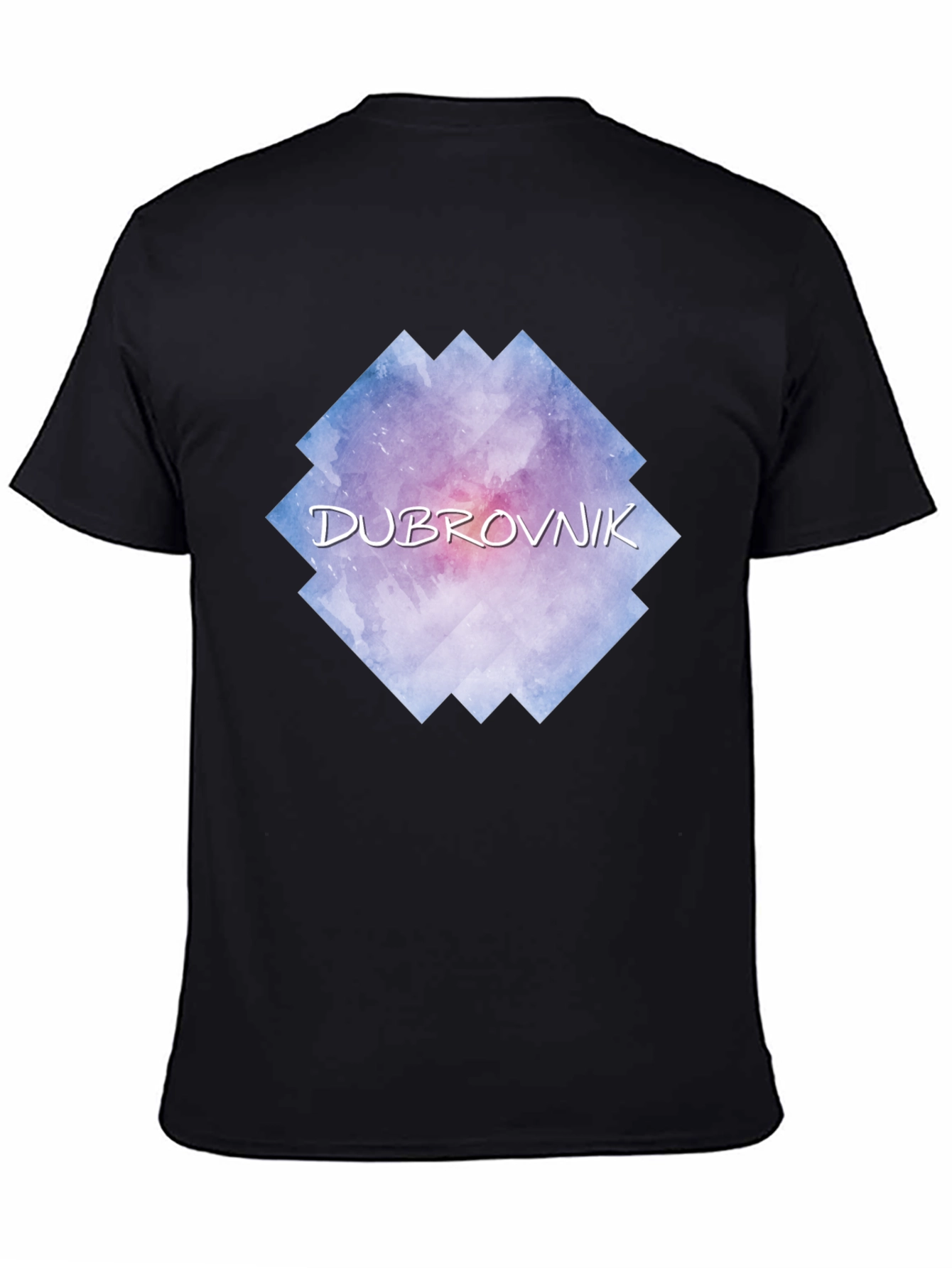Dubrovnik Watercolor Graphic Black T-Shirt
