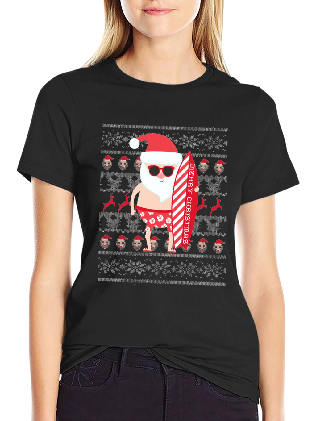 Beach Santa Ugly Christmas T-Shirt