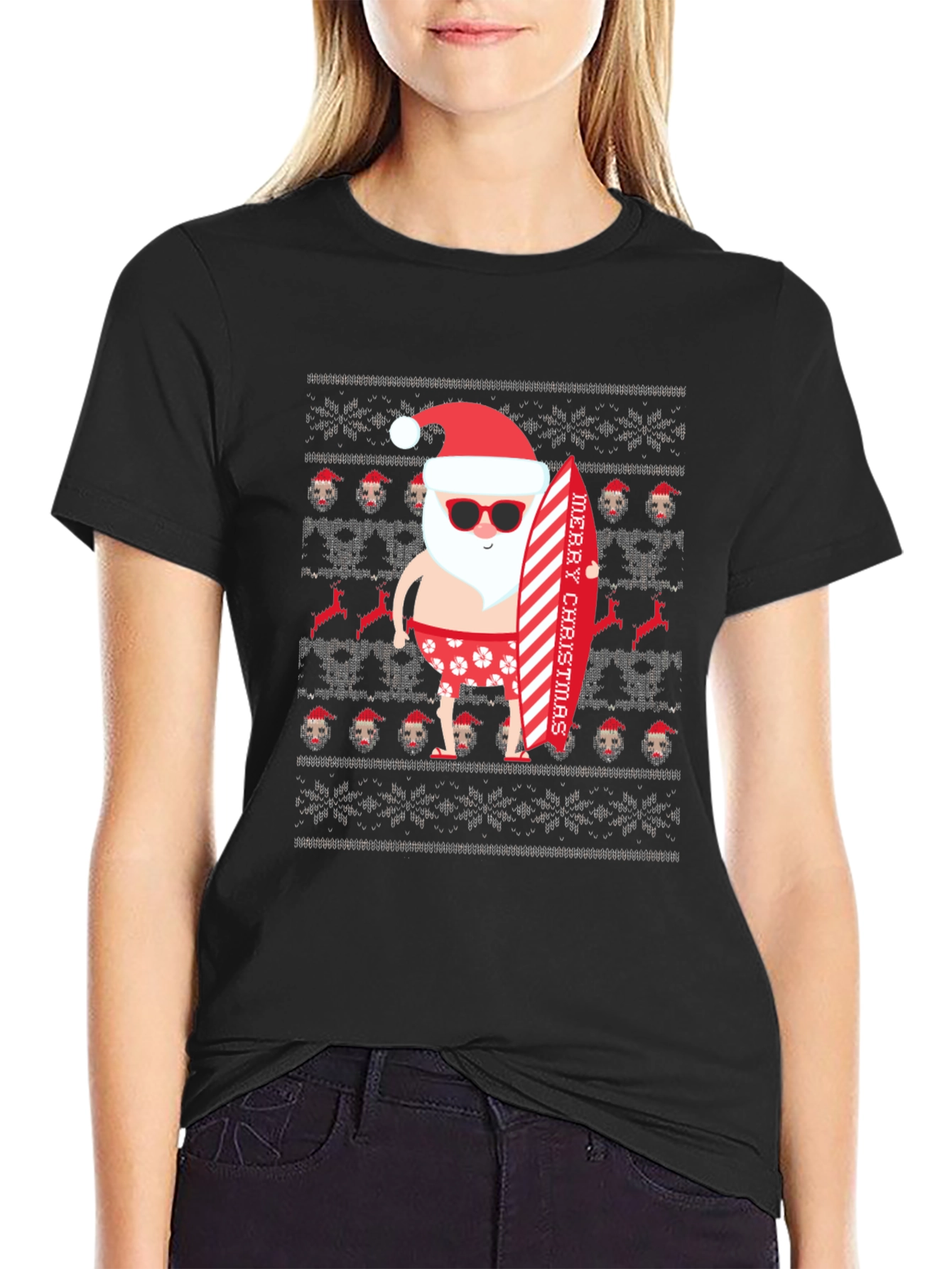 Beach Santa Ugly Christmas T-Shirt