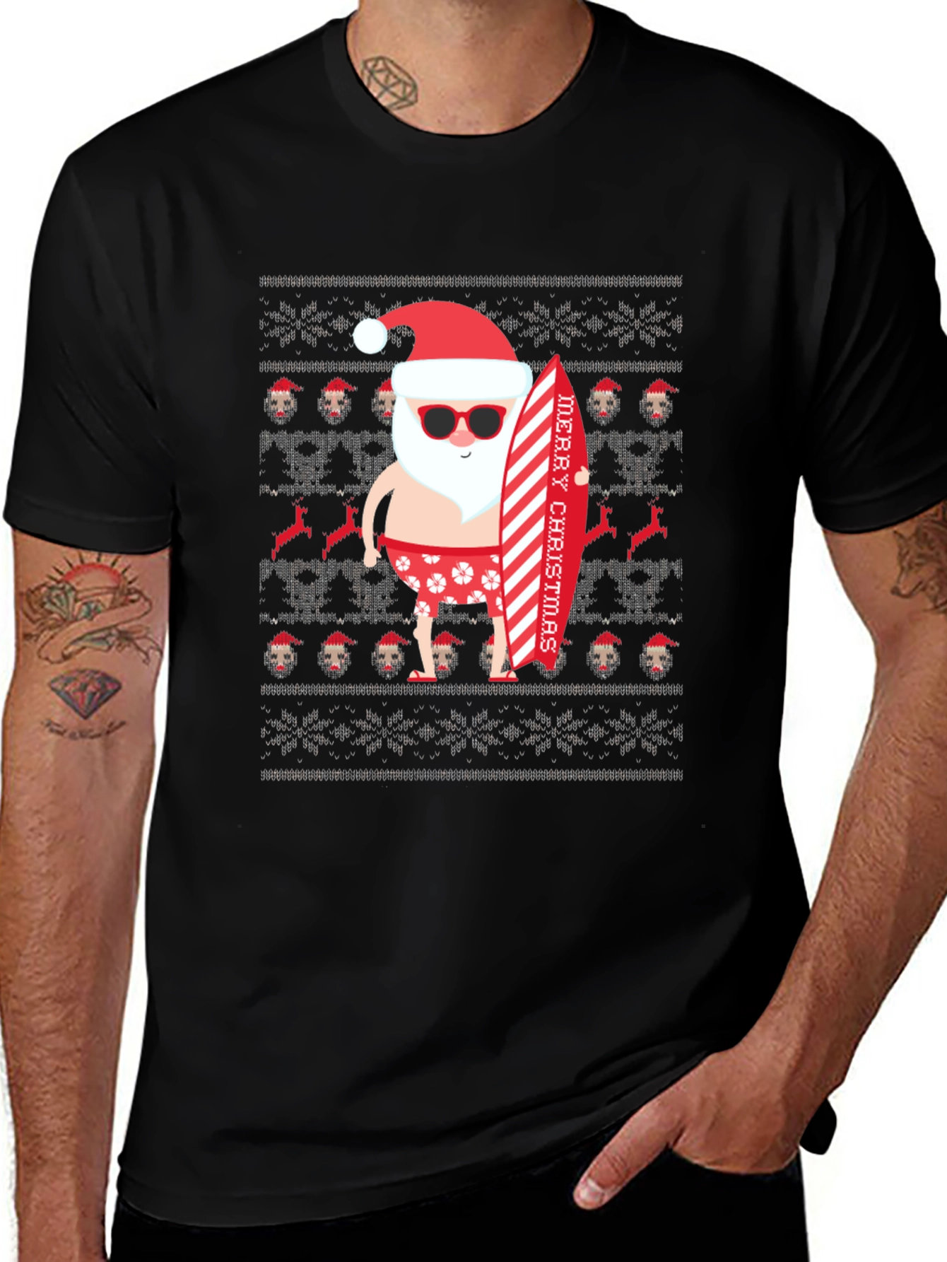 Beach Santa Ugly Christmas T-Shirt