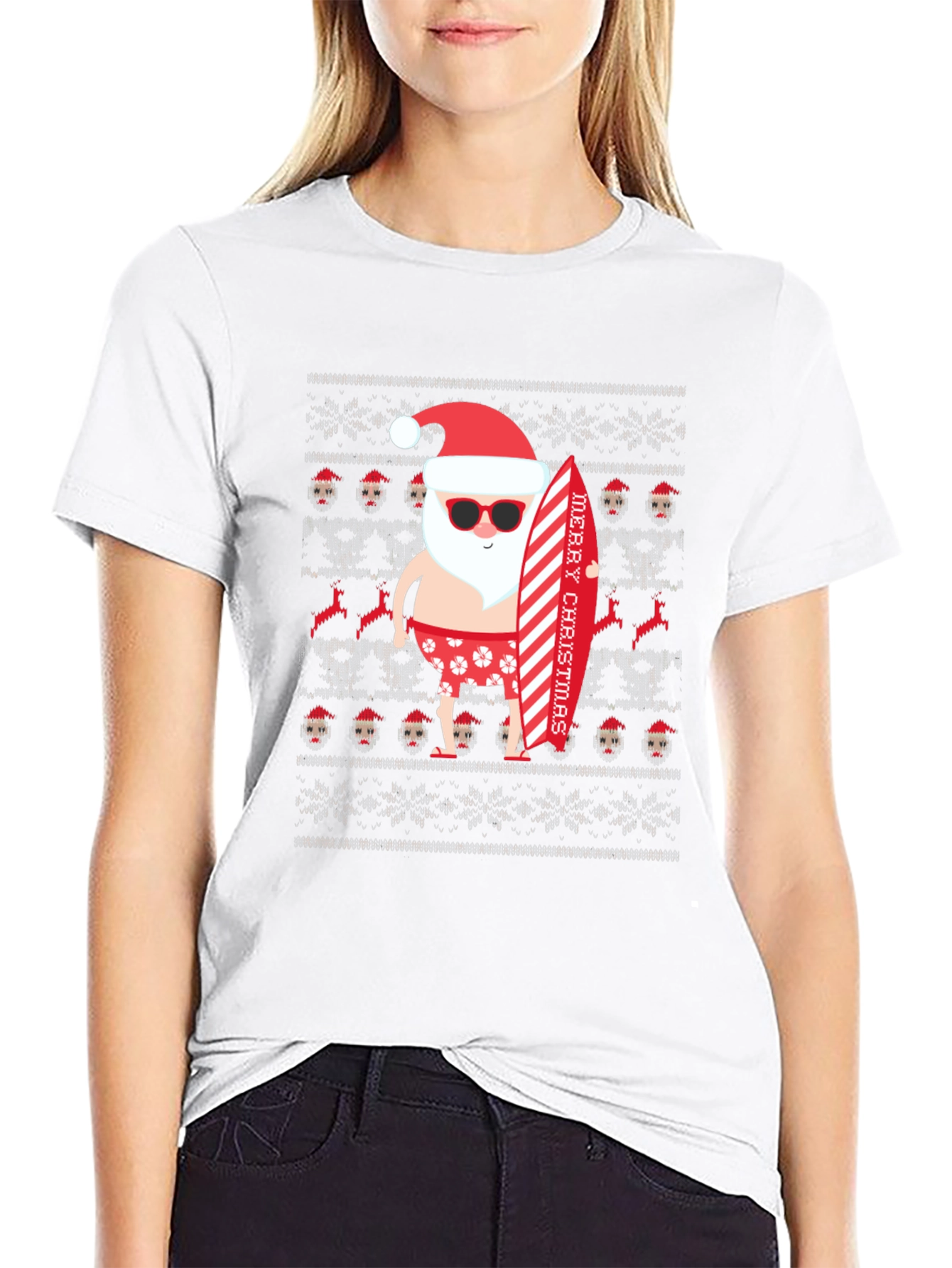 Beach Santa Ugly Christmas T-Shirt