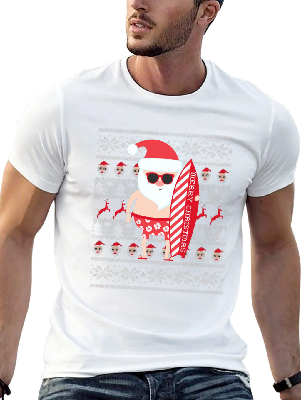 Beach Santa Ugly Christmas T-Shirt