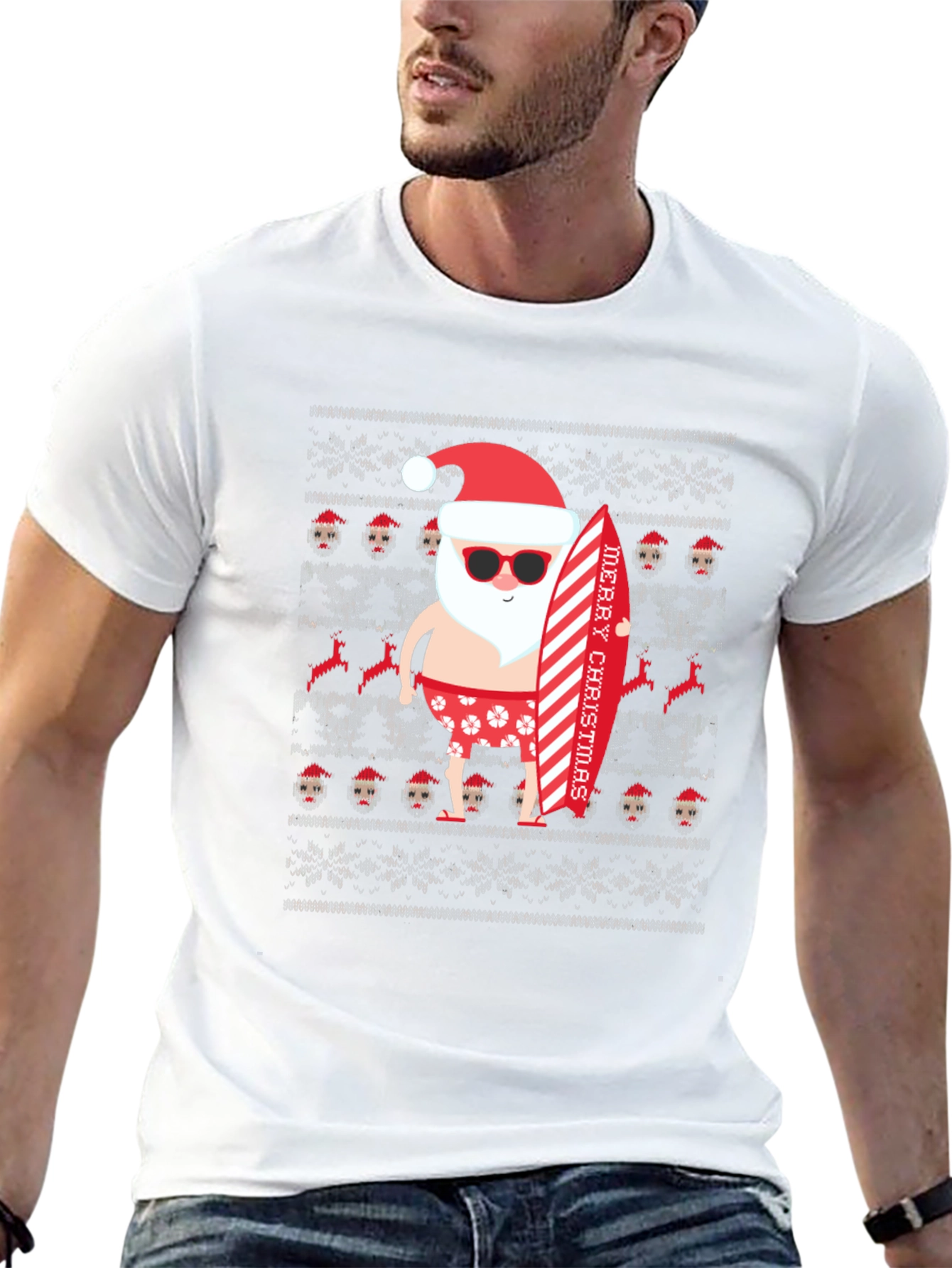 Beach Santa Ugly Christmas T-Shirt