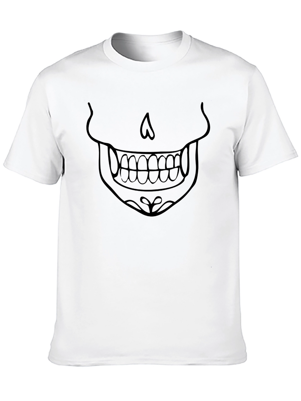 Skull Face Graphic Tee - Black Cotton T-Shirt
