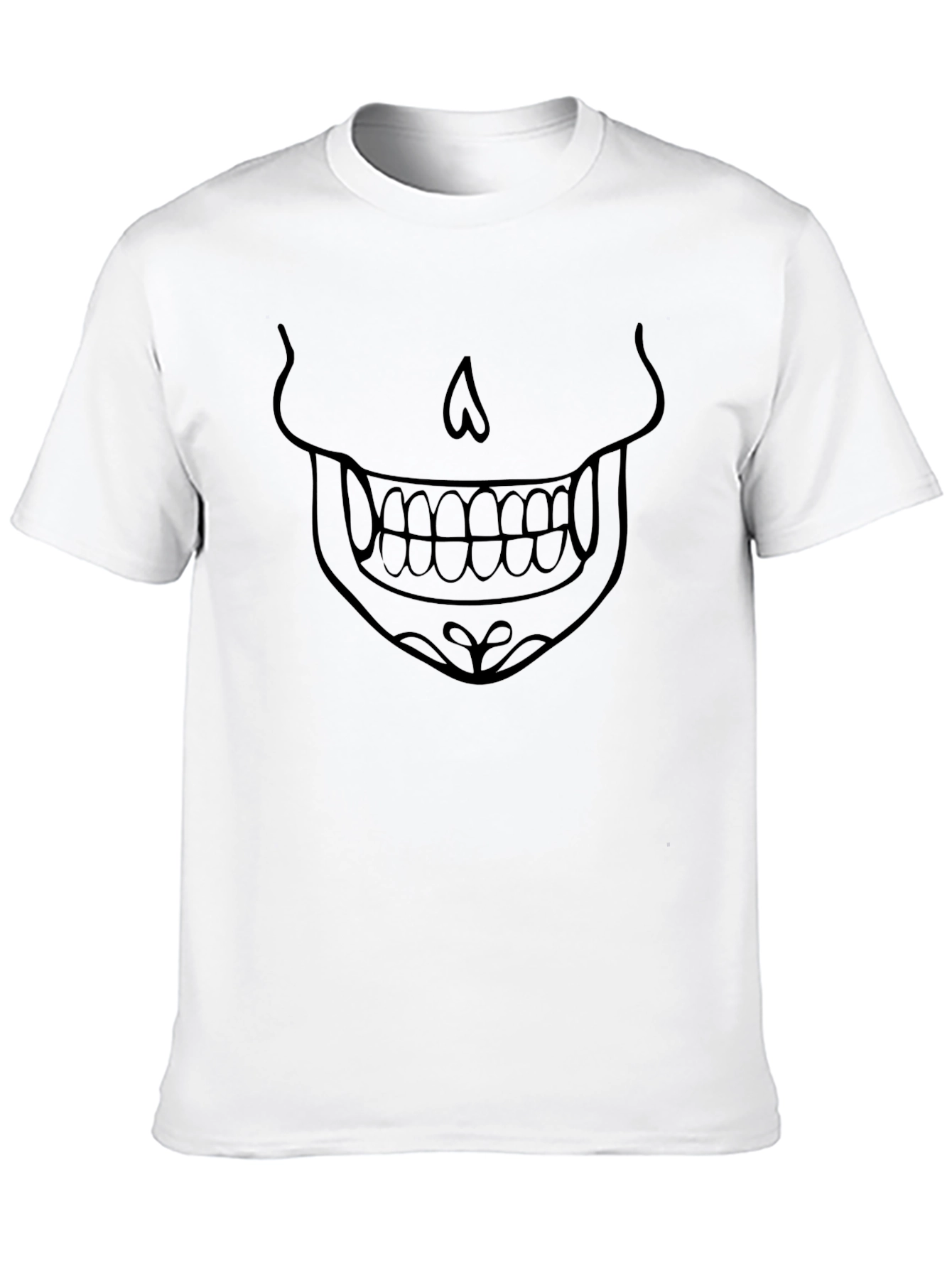 Skull Face Graphic Tee - Black Cotton T-Shirt
