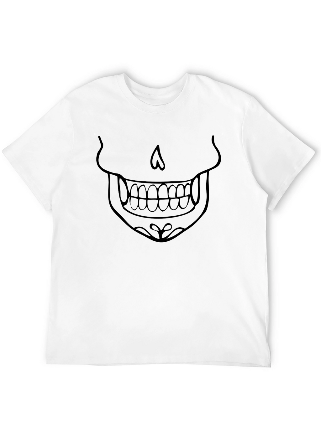 Skull Face Graphic Tee - Black Cotton T-Shirt