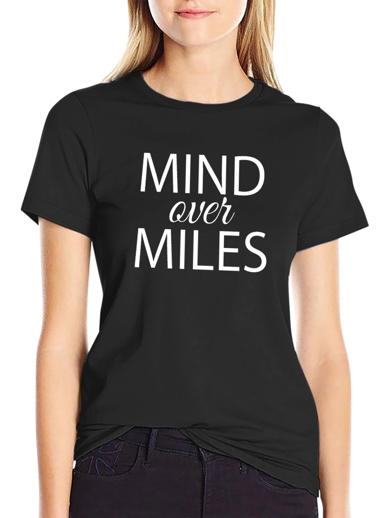 Mind Over Miles Graphic Tee - Black Cotton T-Shirt