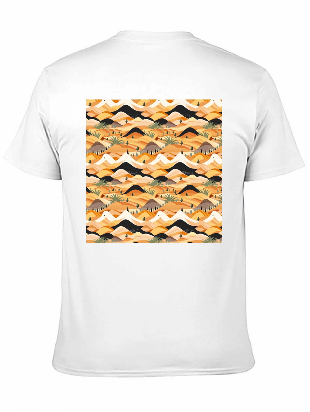 Abstract Desert Landscape Print Black T-Shirt