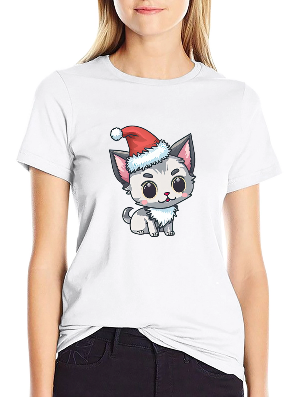 Festive Kitten Tee - Cute Holiday Apparel