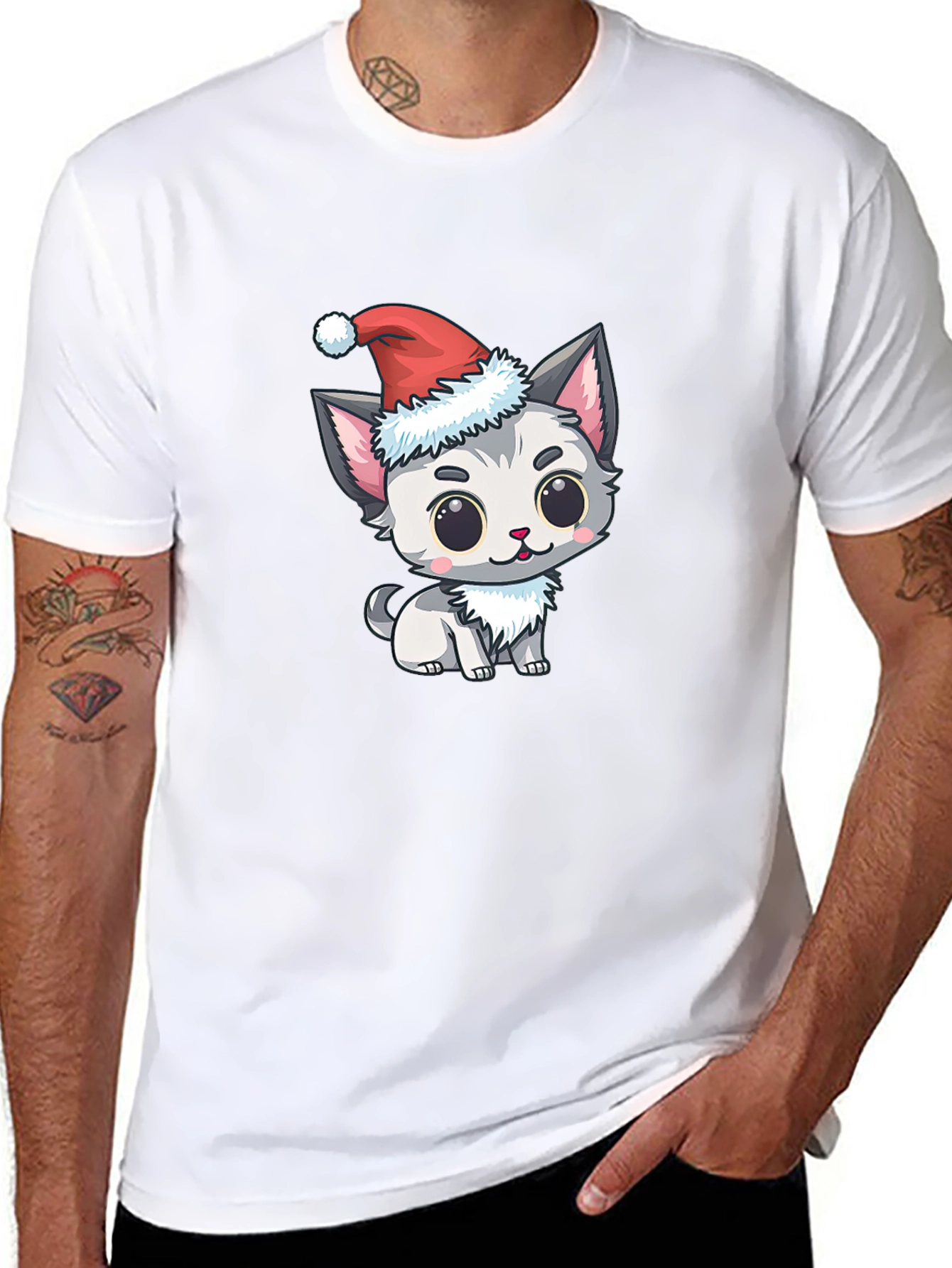 Festive Kitten Tee - Cute Holiday Apparel
