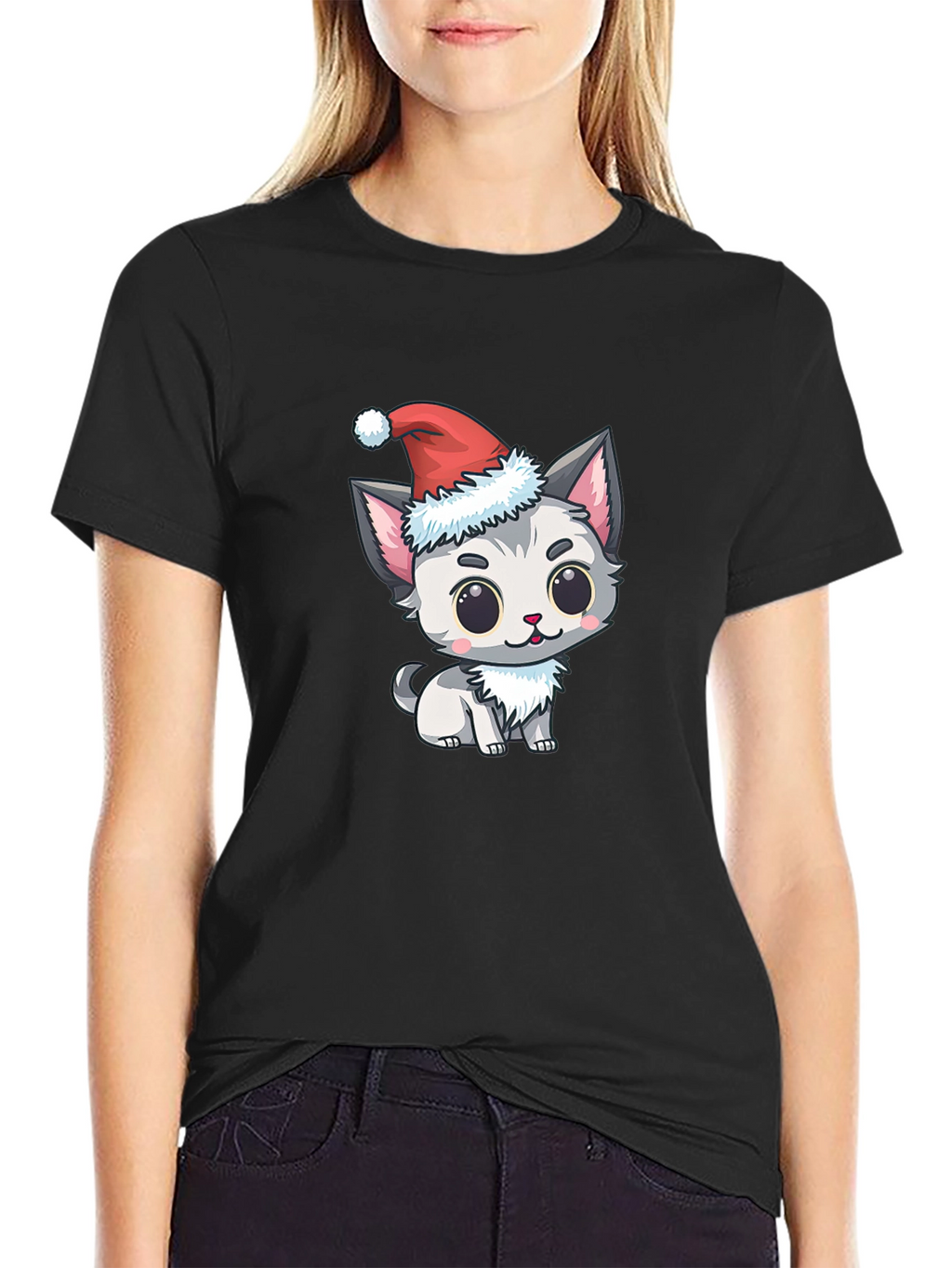 Festive Kitten Tee - Cute Holiday Apparel