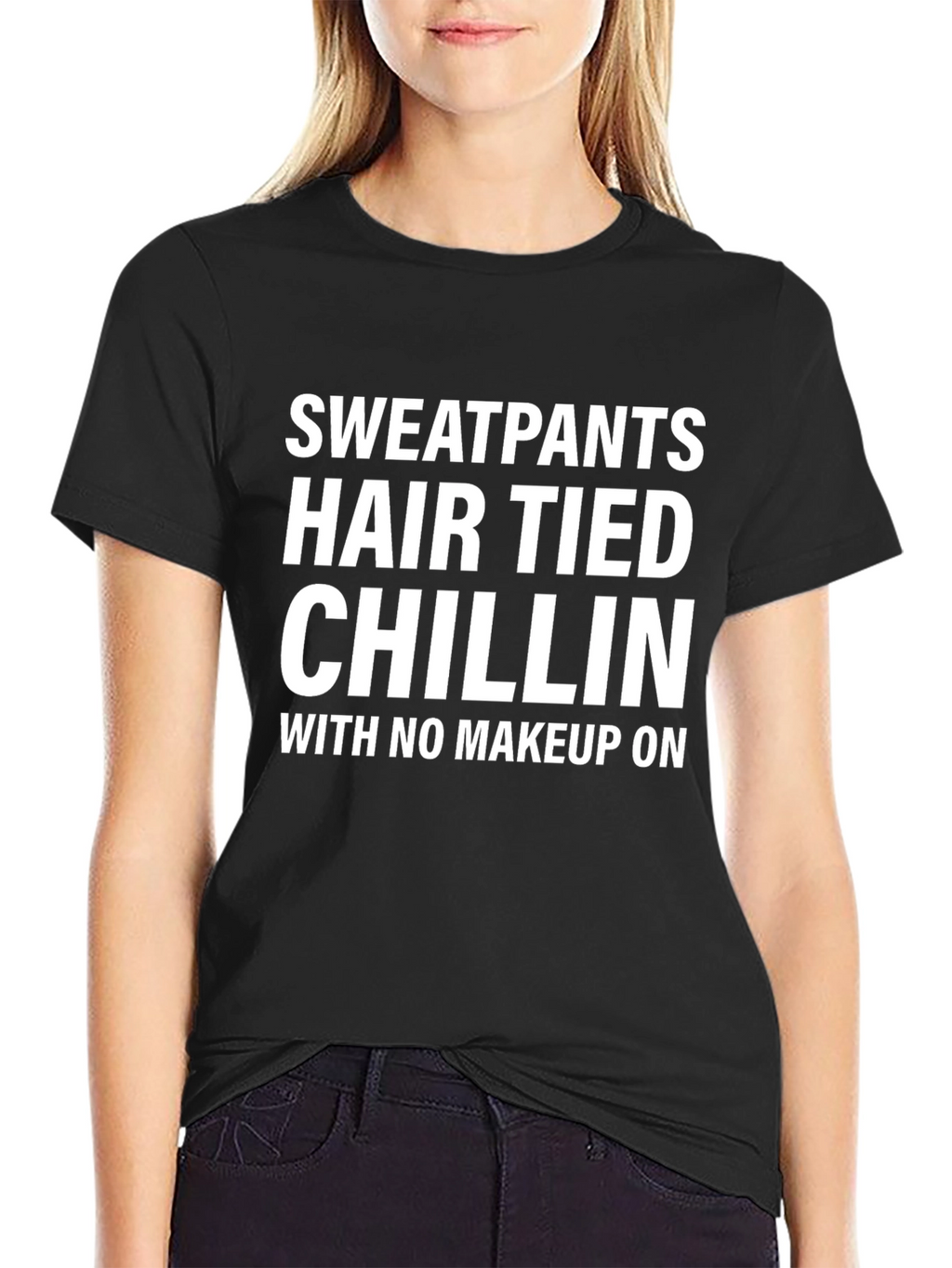 Sweatpants Hair Tied Chillin Graphic Tee