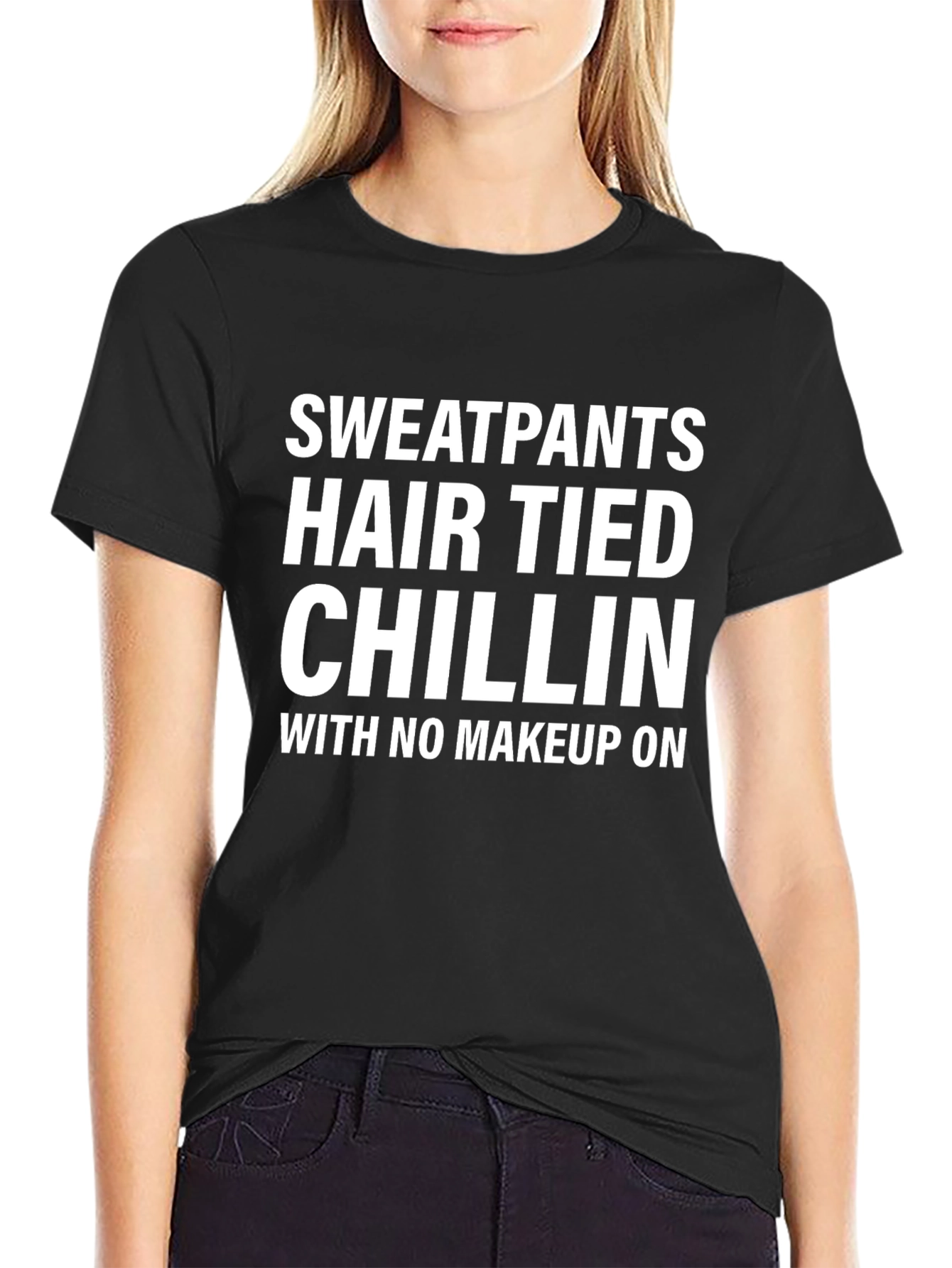 Sweatpants Hair Tied Chillin Graphic Tee