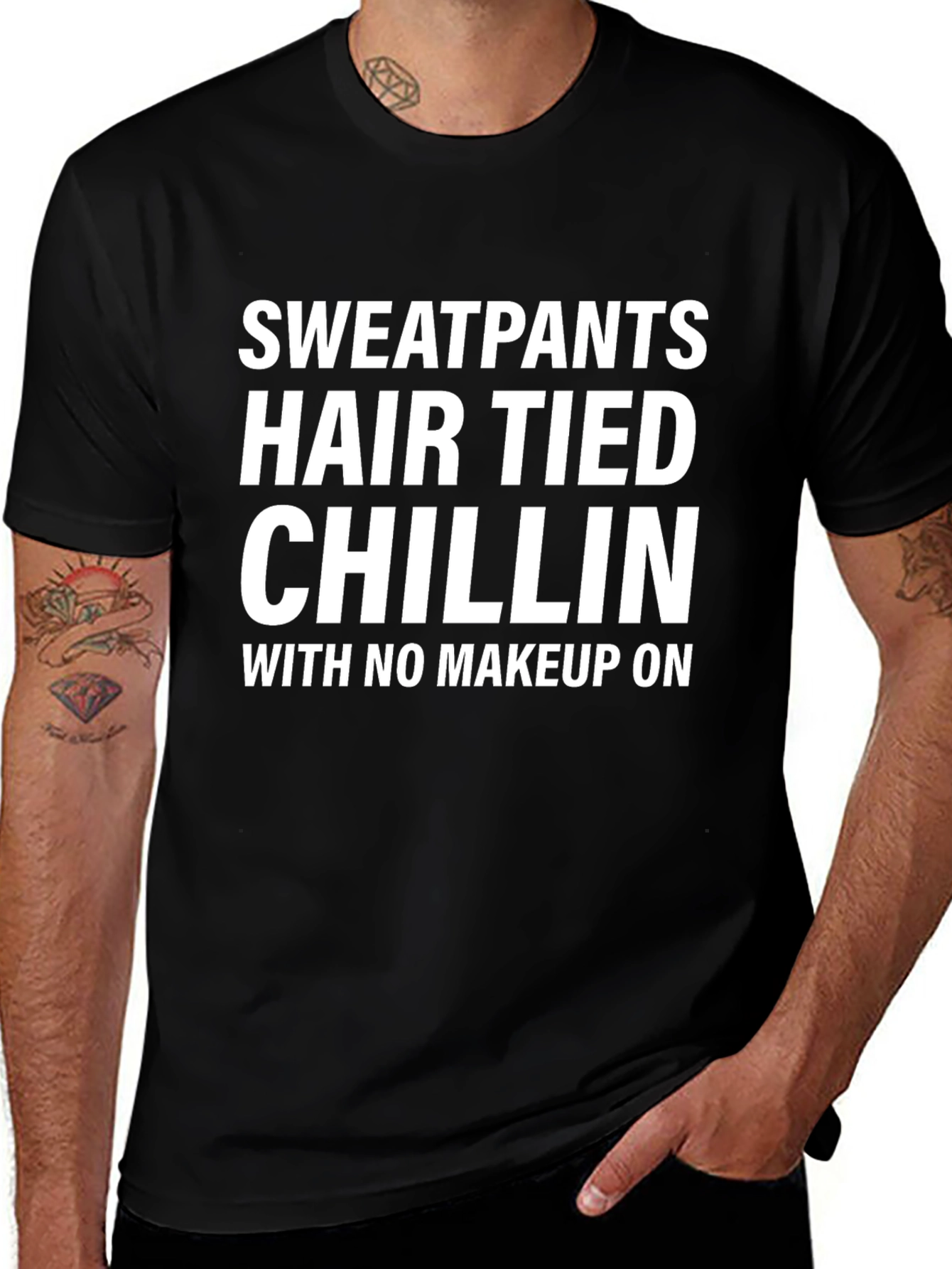 Sweatpants Hair Tied Chillin Graphic Tee