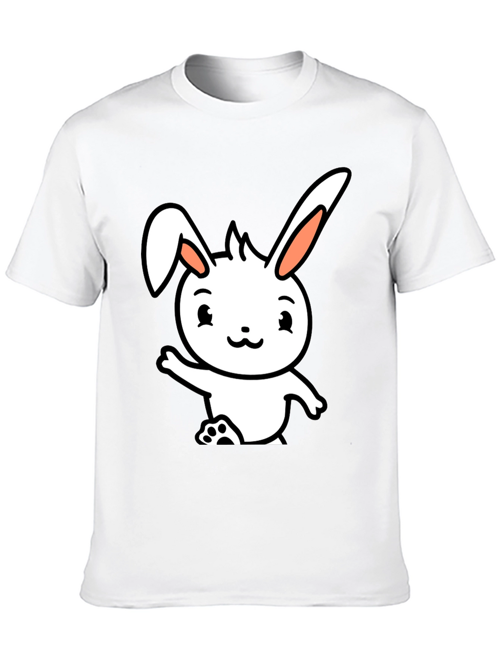 Cute Cartoon Bunny Black T-Shirt