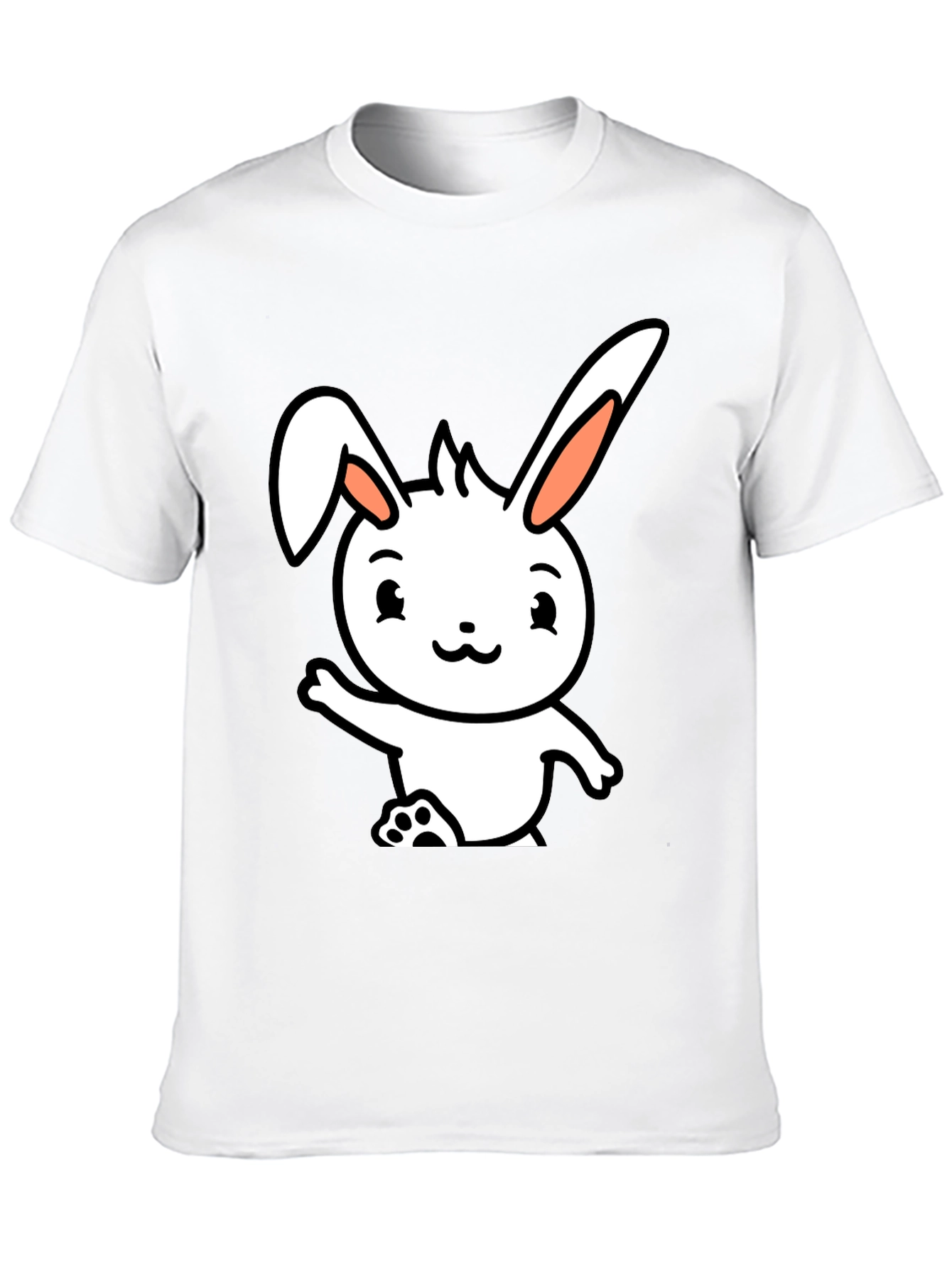 Cute Cartoon Bunny Black T-Shirt