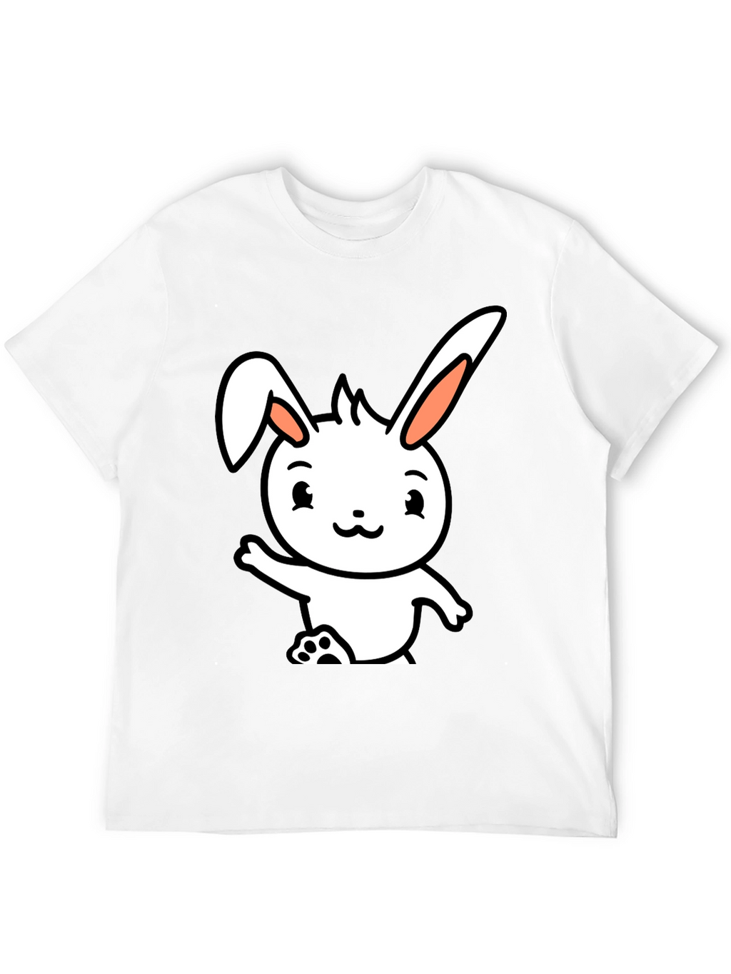 Cute Cartoon Bunny Black T-Shirt