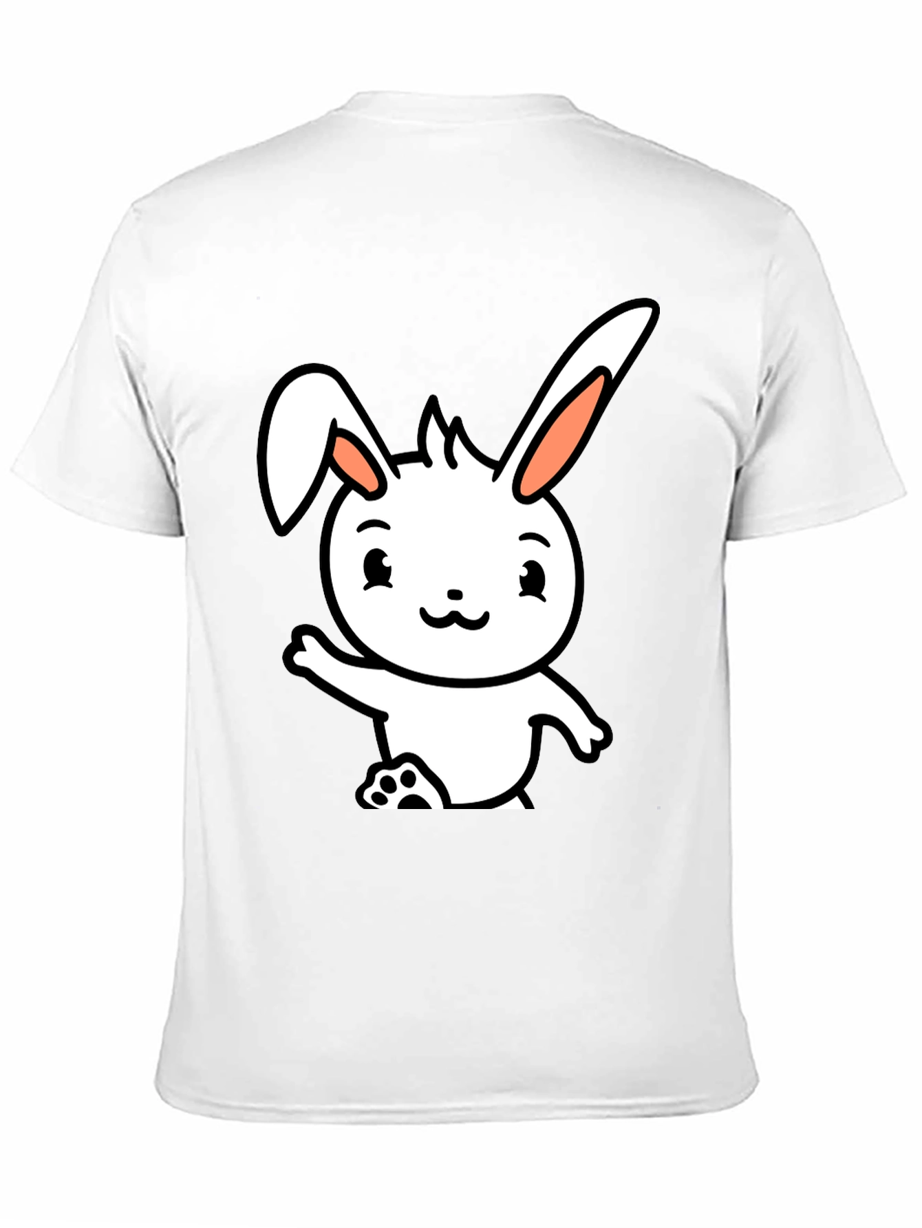 Cute Cartoon Bunny Black T-Shirt