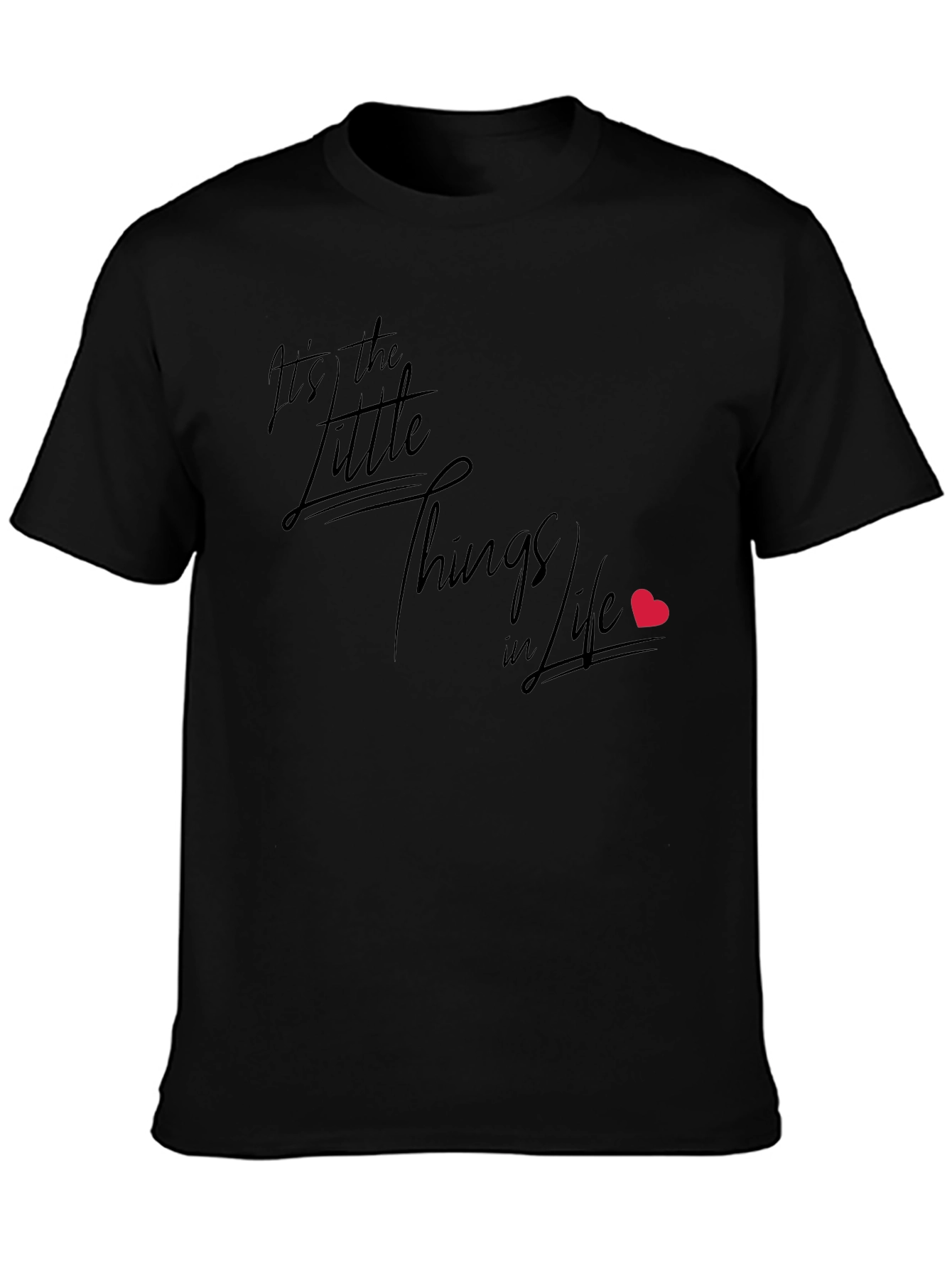 Its the Little Things in Life Black Graphic T-Shirt