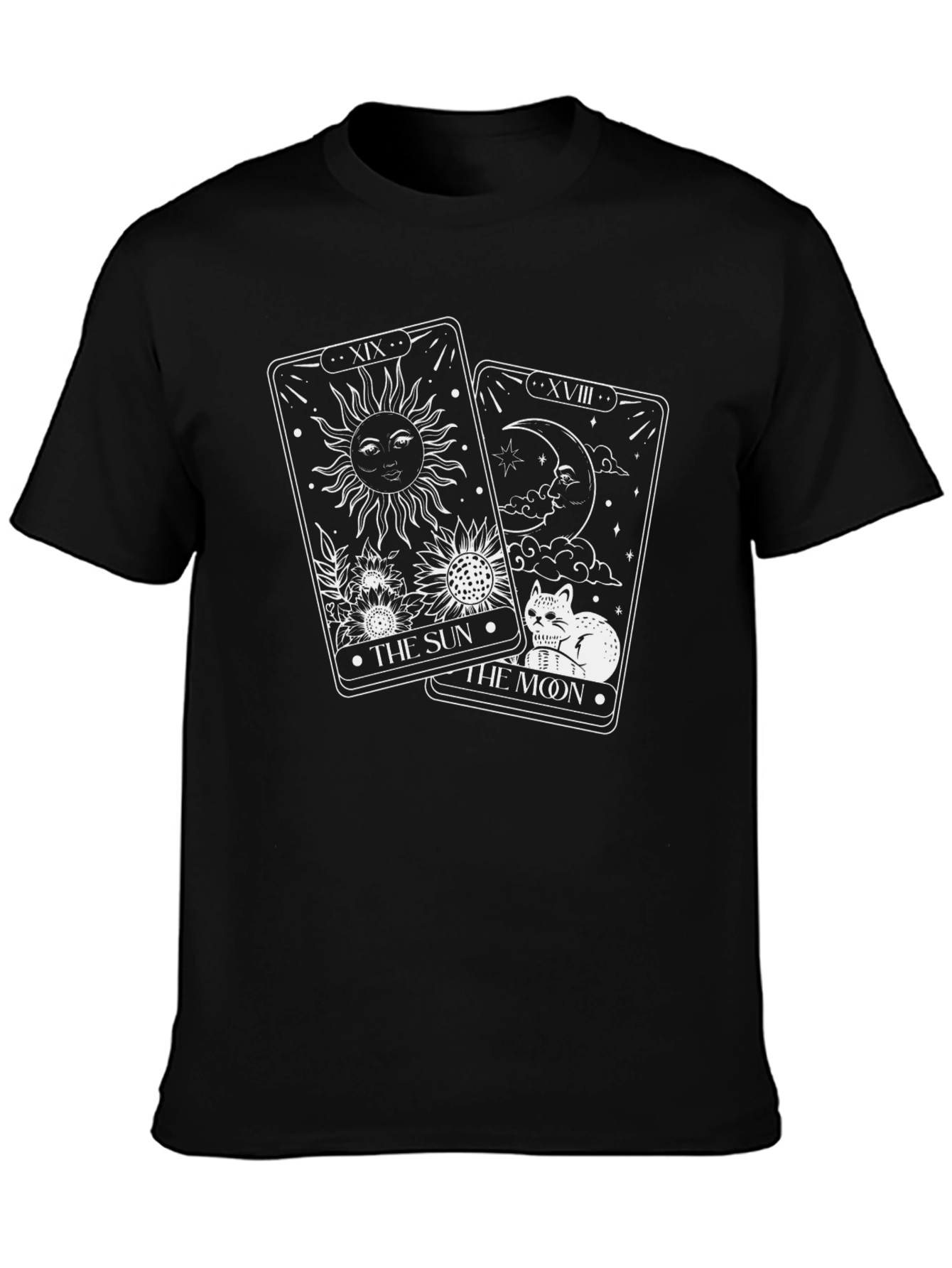 Sun & Moon Tarot Card Black Graphic Tee
