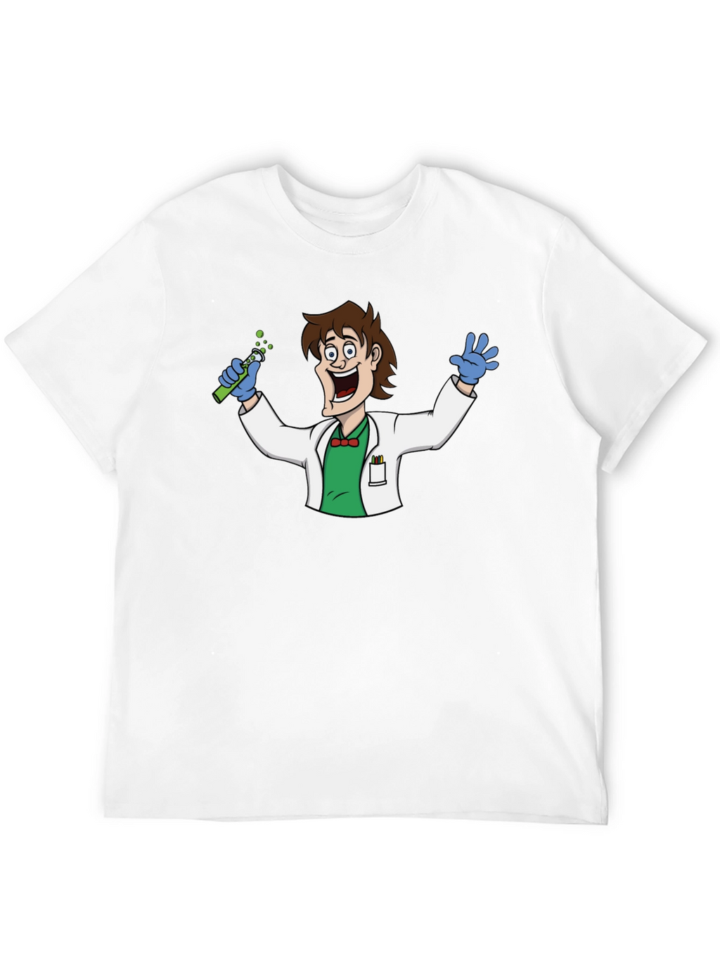 Cartoon Scientist Graphic Black T-Shirt
