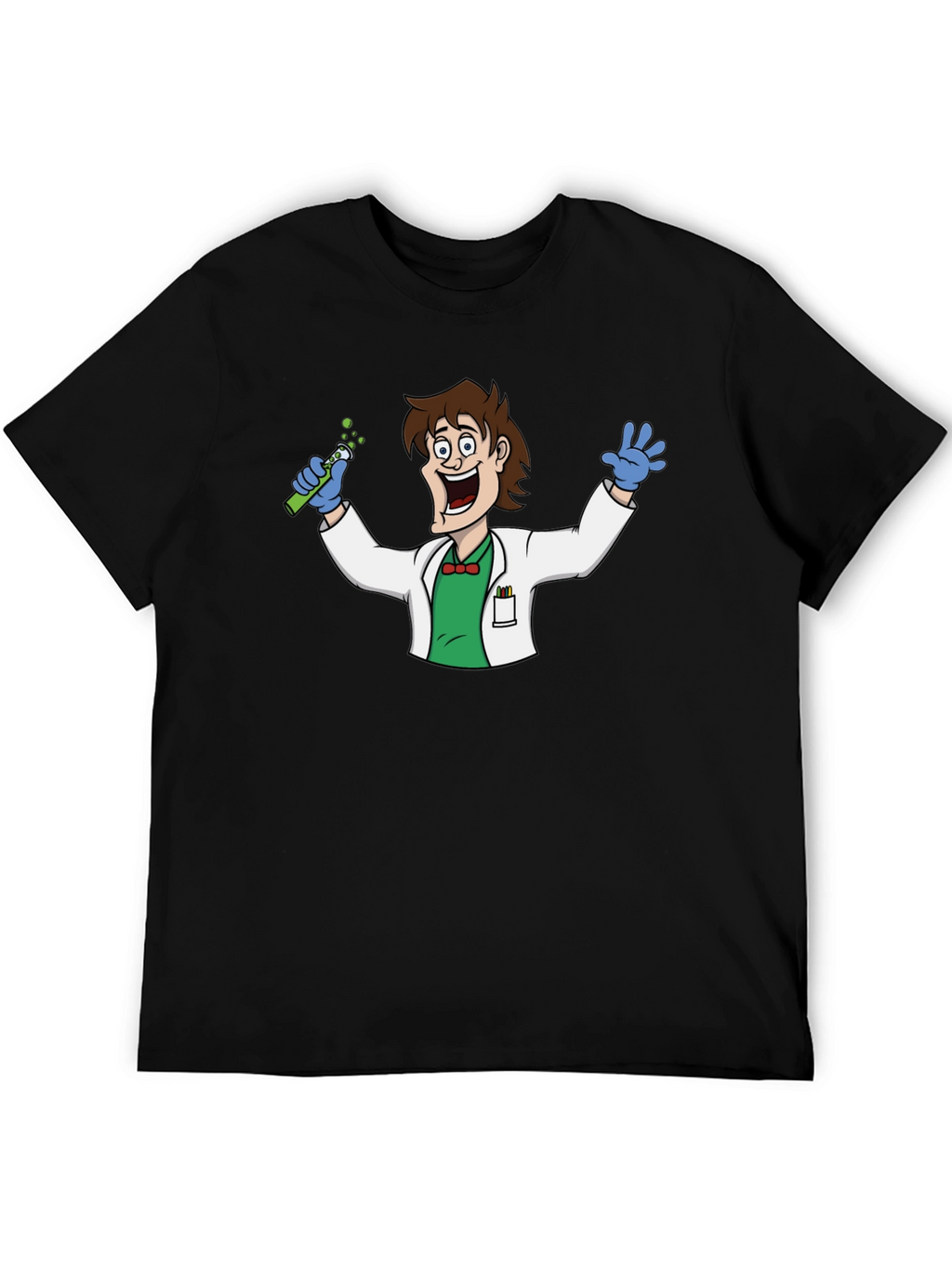 Cartoon Scientist Graphic Black T-Shirt