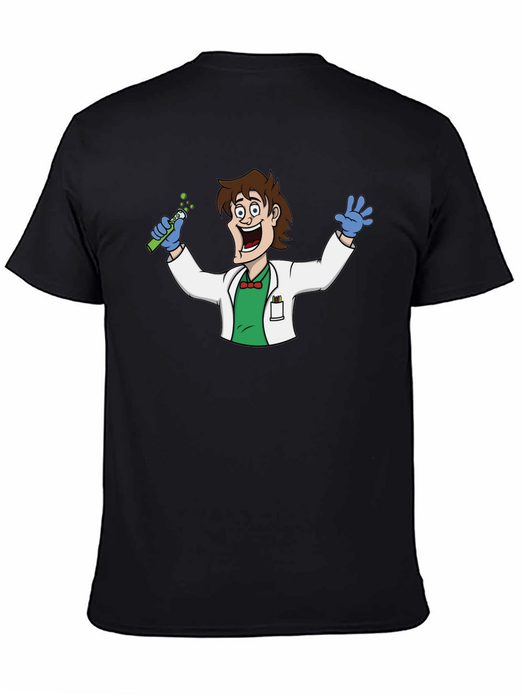 Cartoon Scientist Graphic Black T-Shirt