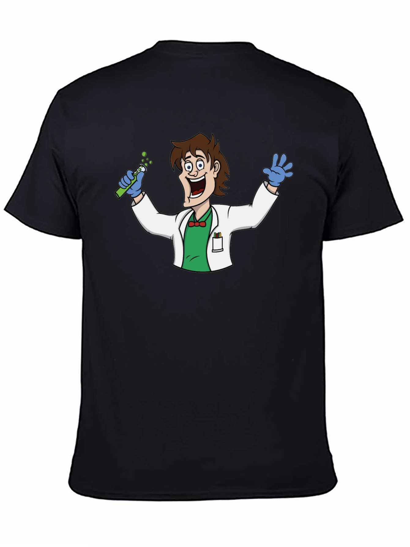 Cartoon Scientist Graphic Black T-Shirt