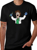 Cartoon Scientist Graphic Black T-Shirt
