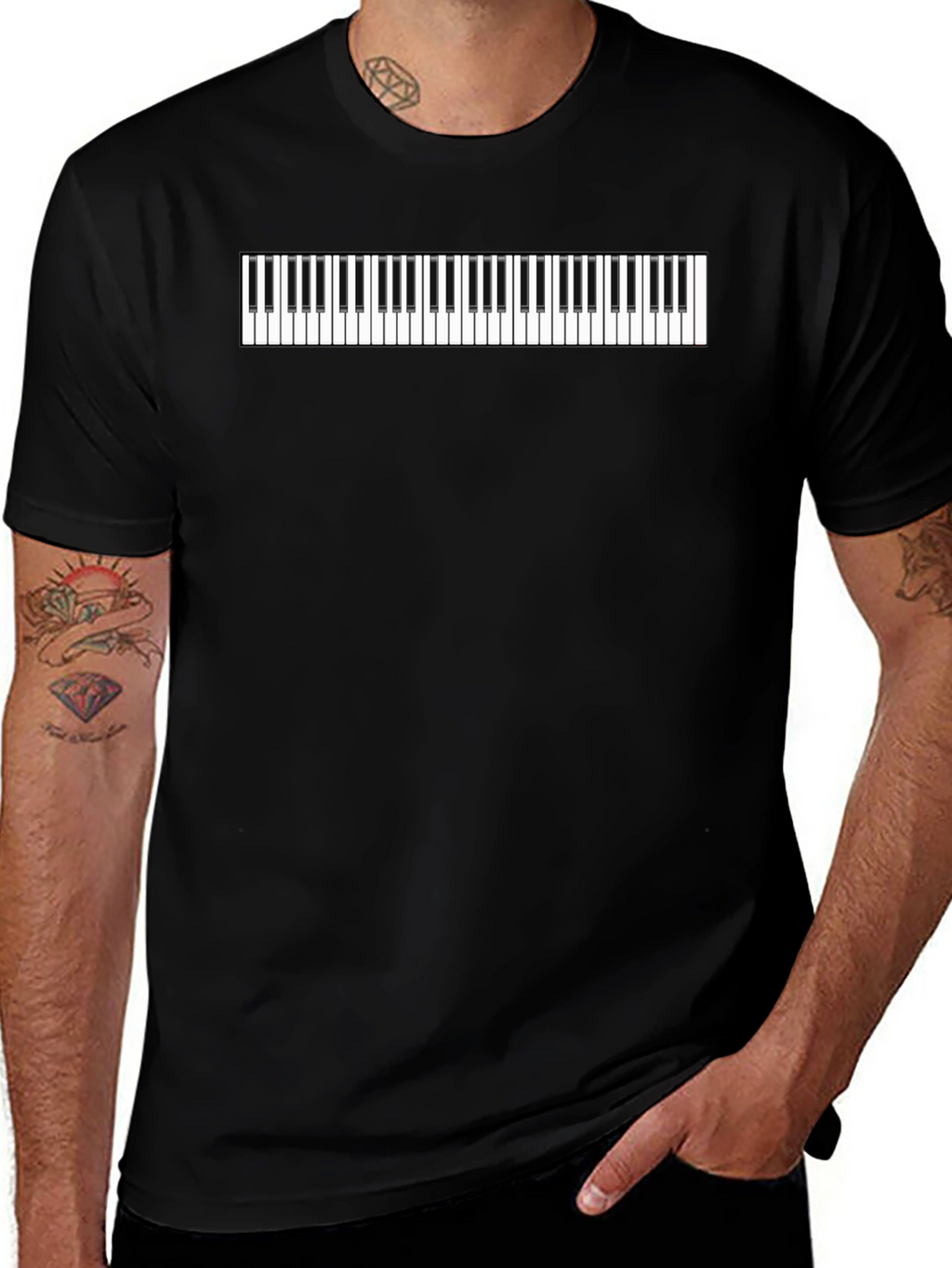Piano Keys Graphic Tee - Black Cotton Comfort