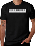 Piano Keys Graphic Tee - Black Cotton Comfort